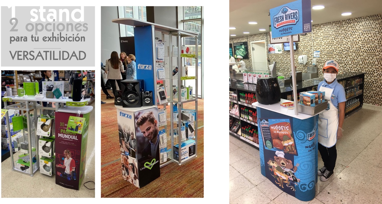 Stands y displays publicitarios portátiles desarmables