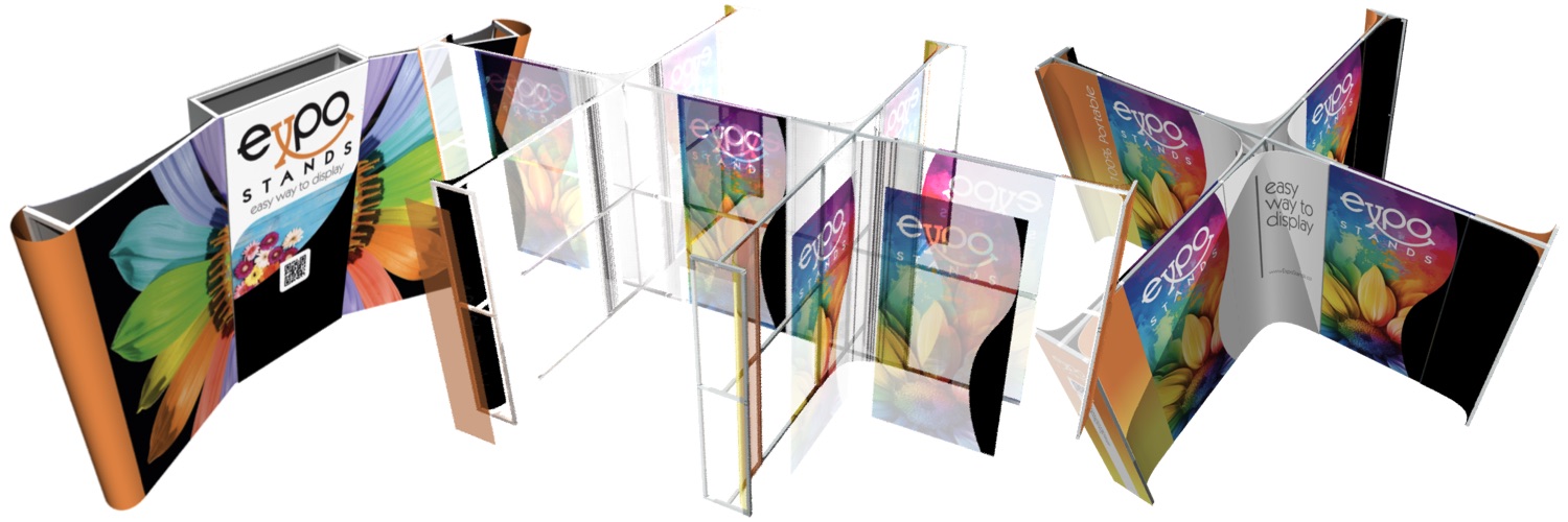 Stands y displays publicitarios portátiles desarmables