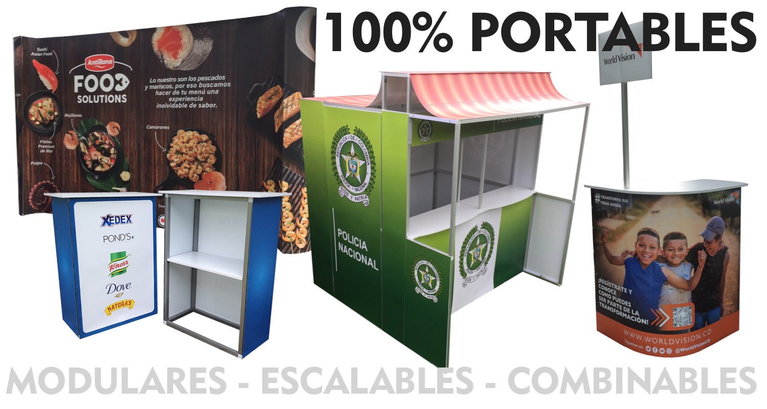 Stands y displays publicitarios portátiles desarmables