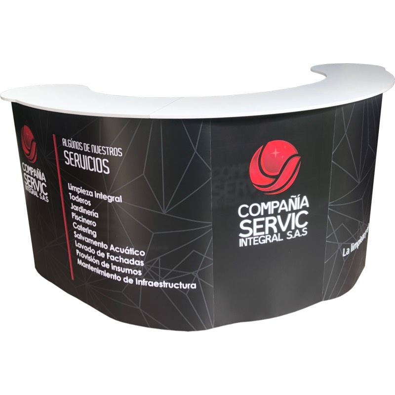 Stands, displays, demosets, mesas, counters, backings, Totems, vallas portátiles